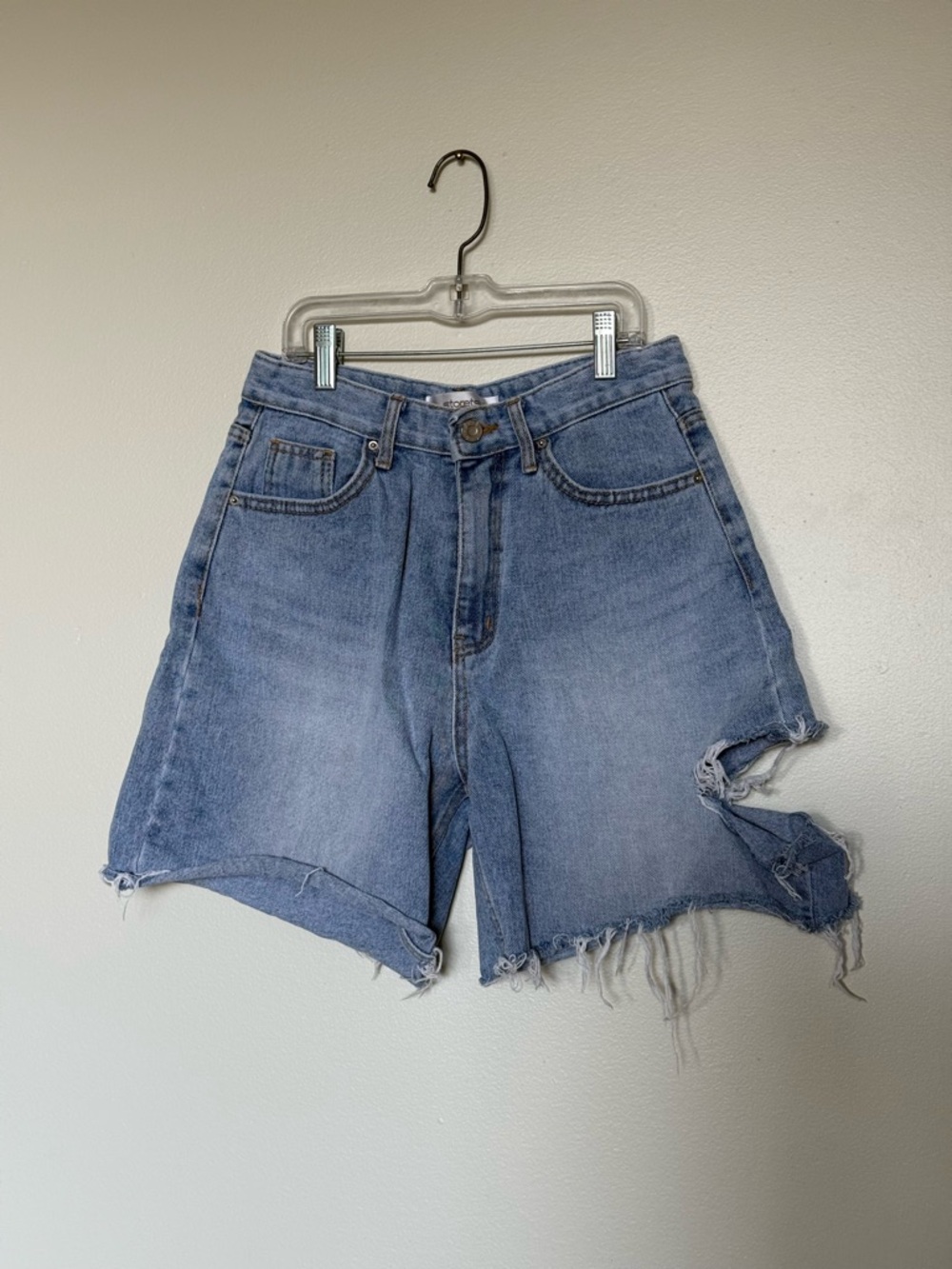 storets Light Blue Distressed High-Rise Denim Shorts